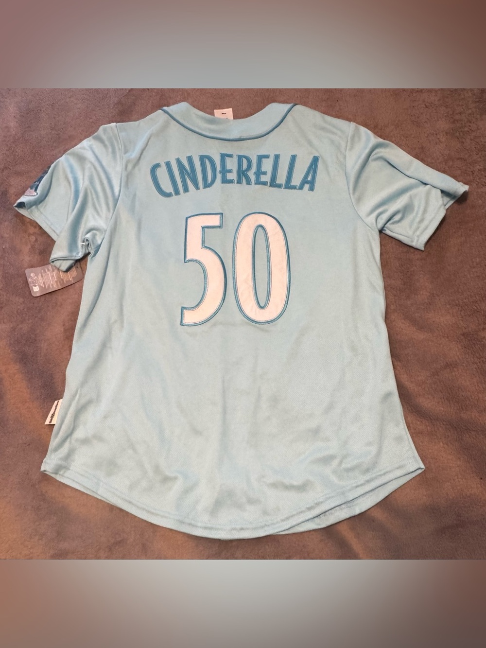 Walt Disney Cinderella Princess NWT Baseball Jersey Sky Blue Size XS Short L - Picture 7 of 8